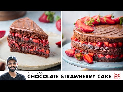 Eggless Chocolate Strawberry Cake Recipe | अंडे के बिना चॉकलेट स्ट्रॉबेरी केक | Chef Sanjyot Keer